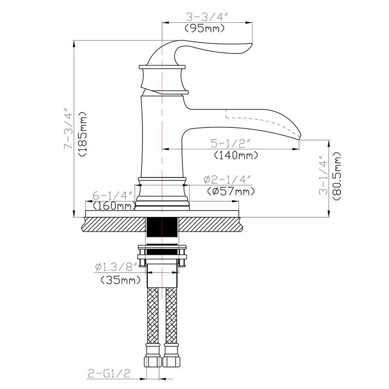 Bathroom Faucet Waterfall Single Handle Vessel Sink Faucet Deck Mount Black Vanity Faucets