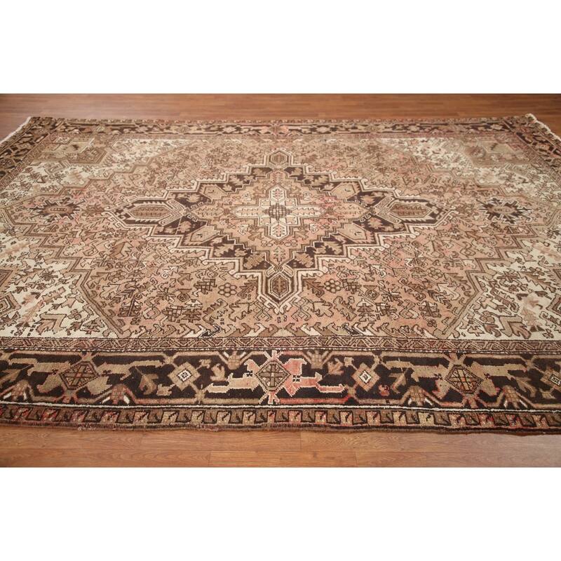 Hand Knotted Oriental 100% Wool Carpet Traditional Medallion Pink Heriz Area Rug - 11' 5'' X 8' 4''