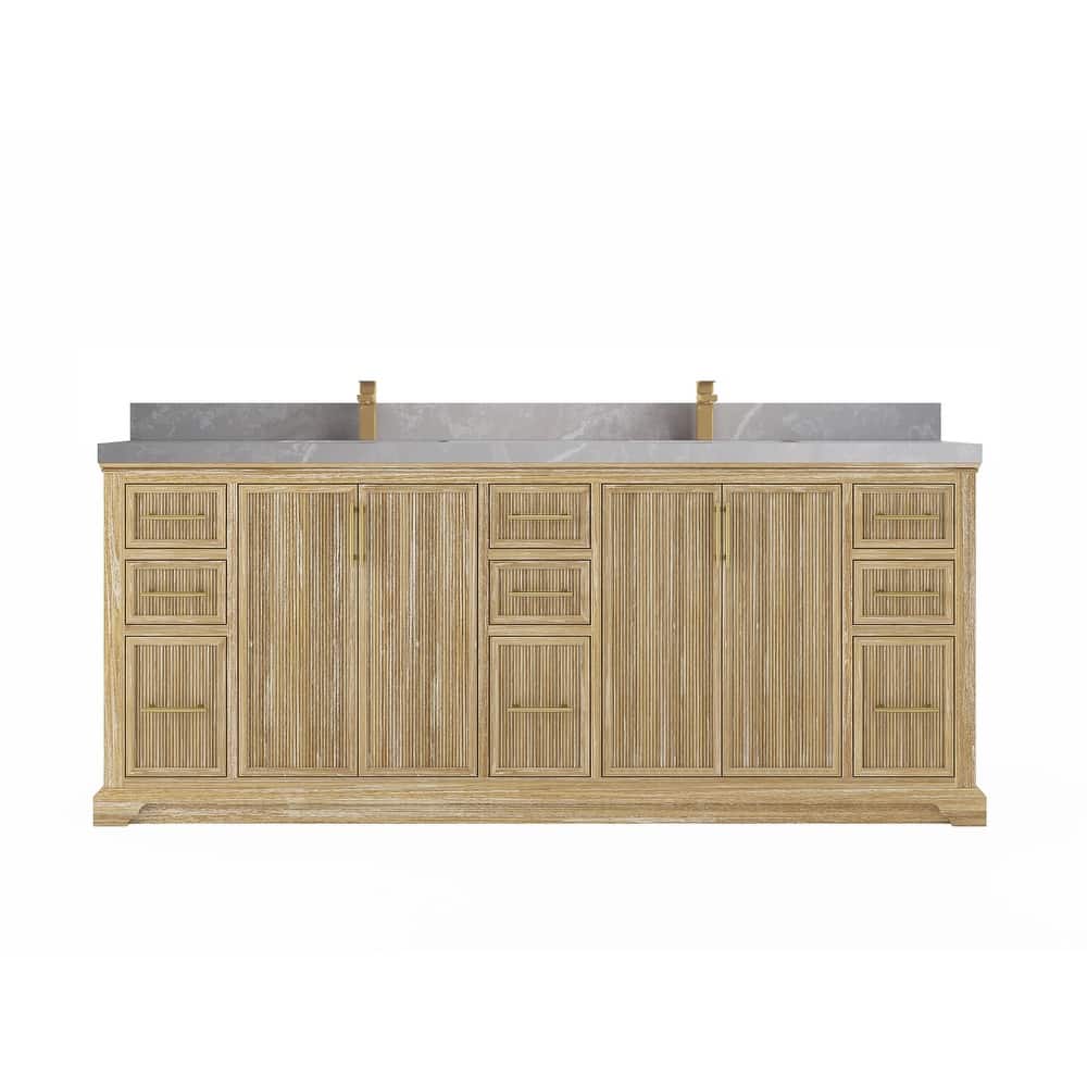 Willow Collections 84 in. W x 22 in. D Alys Solid Teak Wood Double Sink Bathroom Vanity with Quartz or Marble Countertop