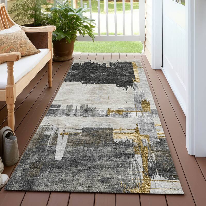 Machine Washable Indoor/ Outdoor Chantille Abstract Modern Rug