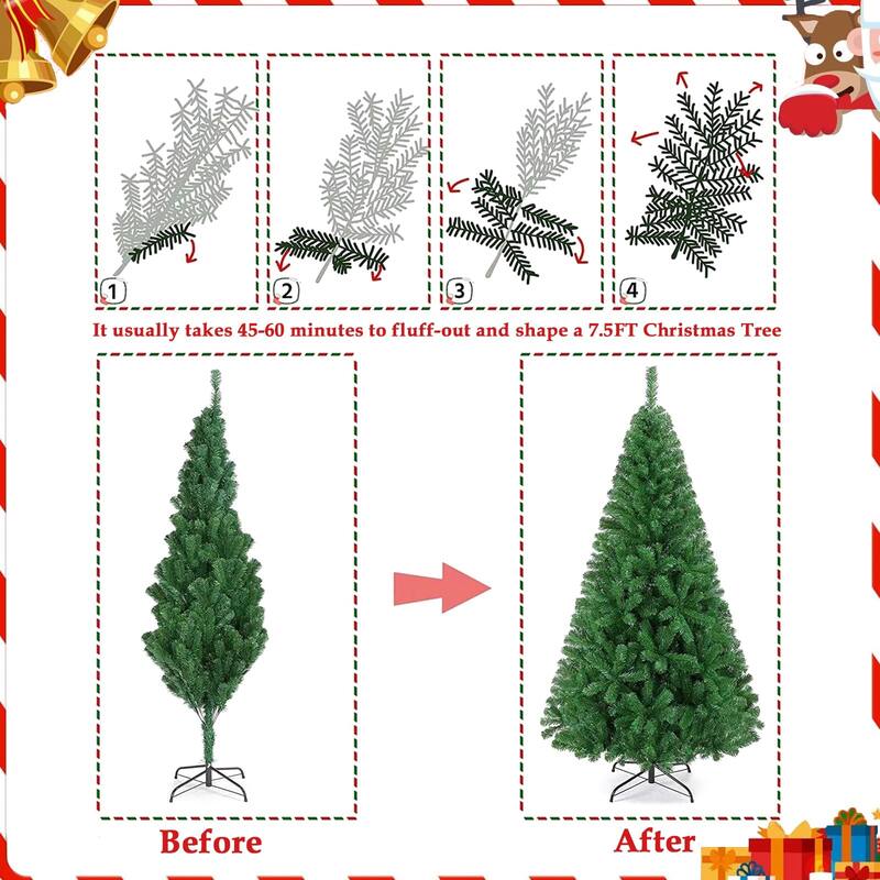 Pre-Lit Artificial 7.5ft Christmas Tree with 450 Clear Incandescent Mini Lights