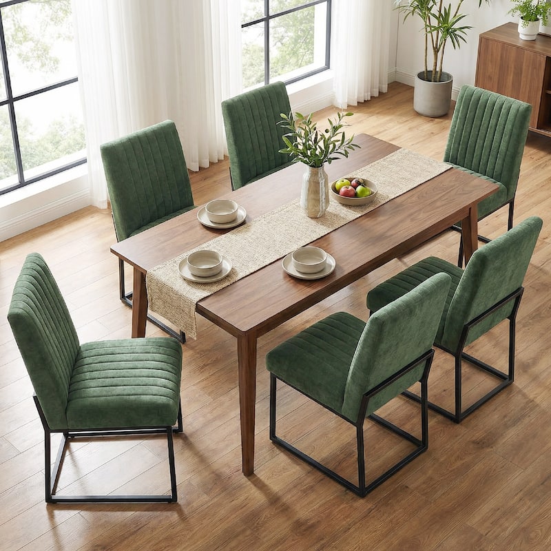 Mid Century Modern Dining Chair with Black Metal Legs