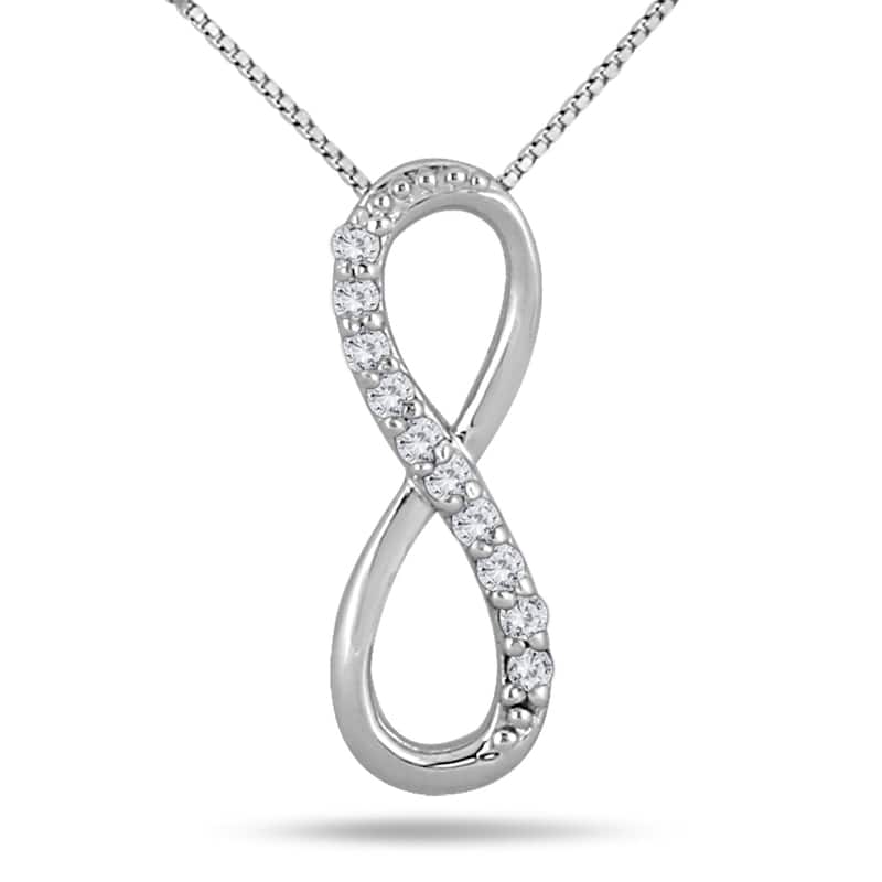 Marquee 1/8 Carat TW Diamond Infinity Pendant in 10K White Gold