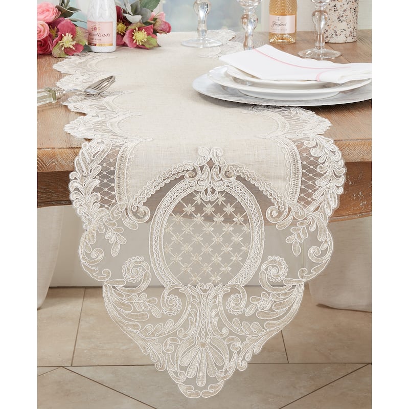 Charming Embroidered Lace Table Runner