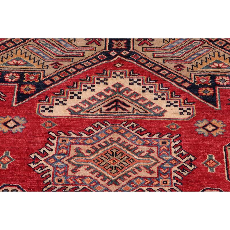 Tribal Super Kazak Alessandra Red/Natural Hand Knotted Wool Rug - 5'11'' x 7'4''