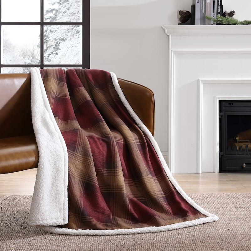 Eddie Bauer Ultra Soft Plush Fleece Reversible Oversized Throw Blankets