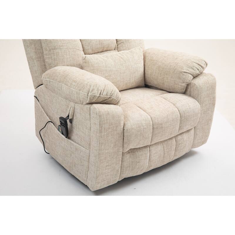 Power Lift Chair with Massage & Heat, Dual OKIN Motors Heavy Duty Recliner, Lounge Chair with Side Pockets & 2 Cup Holders