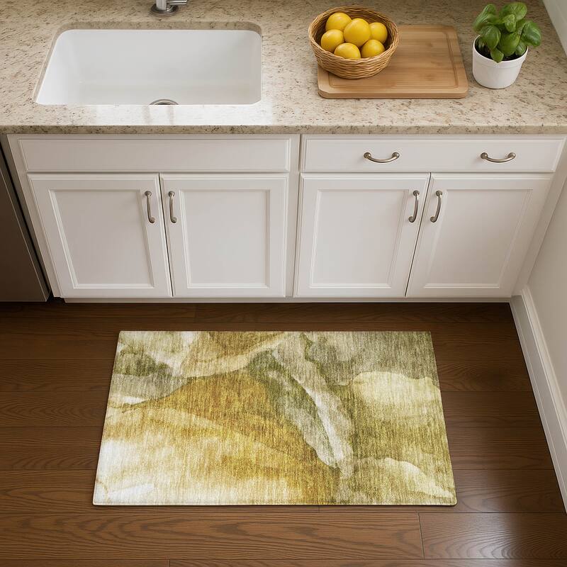 Premium Washable Super Soft Abstract Modern Mayfield Rug - Wheat - 1'8" x 2'6"