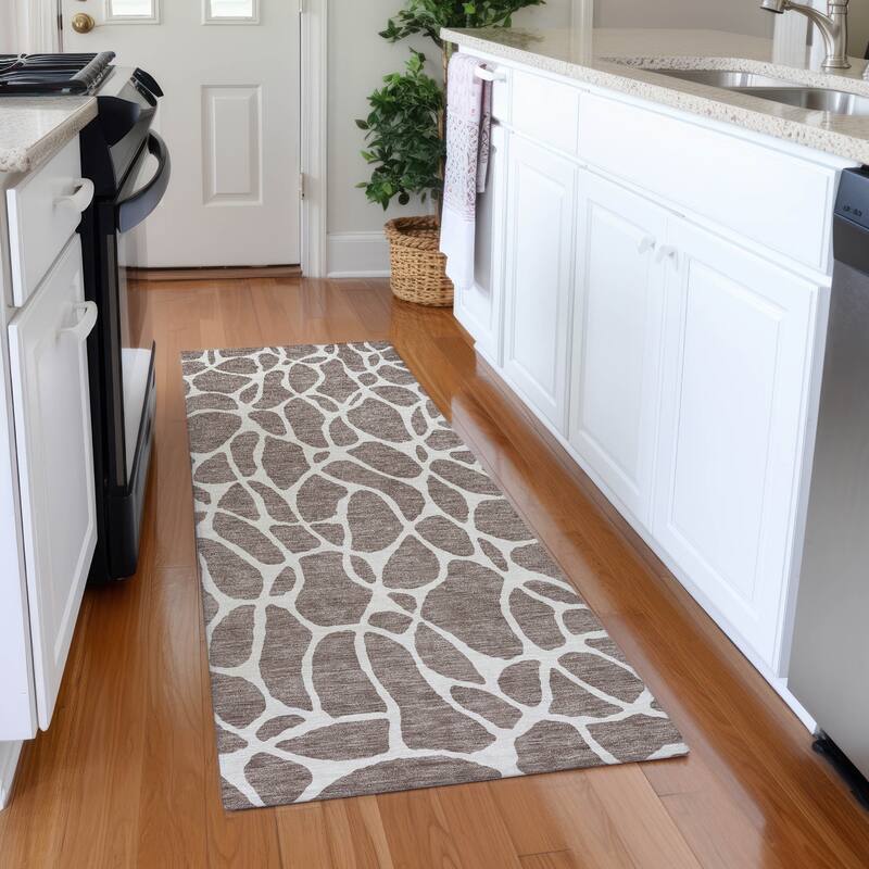 Premium Washable Super Soft Contemporary Ellie Mayfield Rug - Taupe - 2'3" x 7'6"