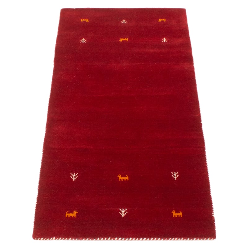 Kashkuli Gabbeh Red Rug 2'6" x 6'5" - 2'6 x 6'5