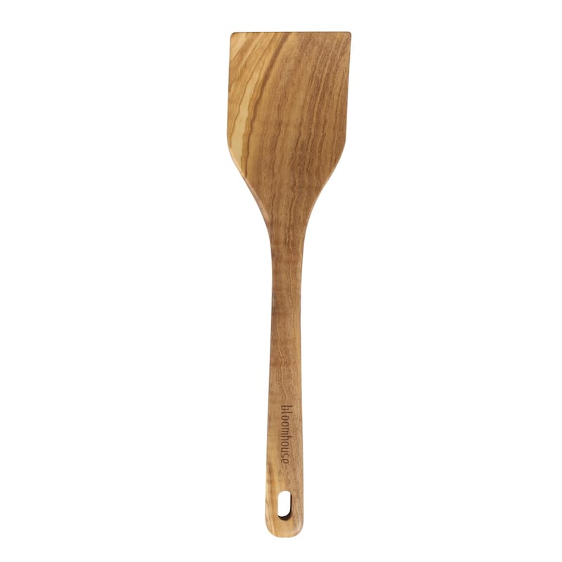 Bloomhouse Italian Olive Wood 3 Piece Extra-Large 14 Inch Turner, Spoon, and Slotted Spoon Set