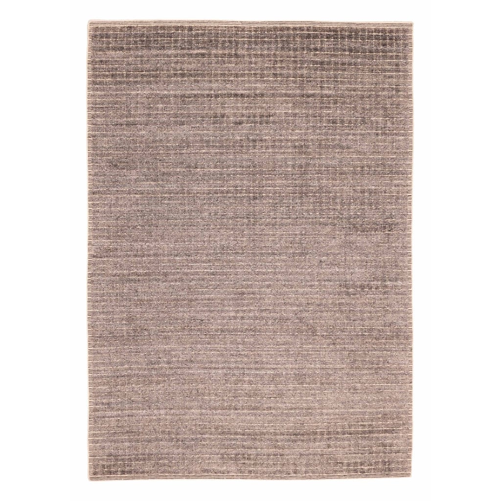 ECARPETGALLERY Hand Loomed Ananda Dark Grey Silk Rug - 6'8 x 9'6