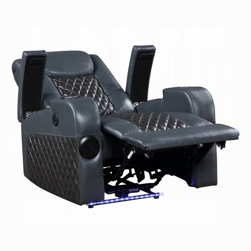Liza Power Motion Recliner Chair, Bluetooth, Gray Black Faux Leather