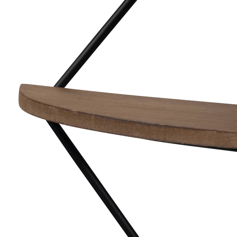 Metal Wood 3-tier Diamond Wall Shelf - Brown, 21" - 21.0"