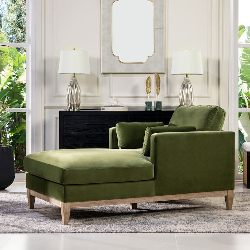 Knox 65" Modern Farmhouse Performance Velvet Chaise Lounge Chair