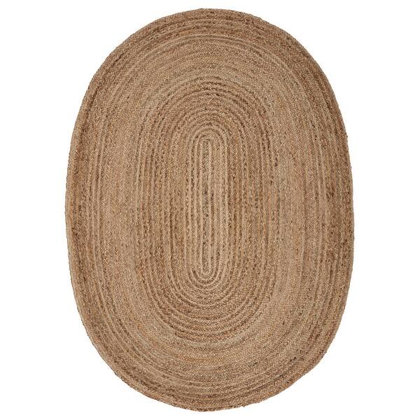 Shop Lr Home Natural Jute Hand Braided Rug Overstock 14275772 Tan 5 X 7 Oval