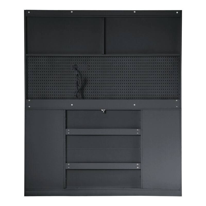 Freestanding 63" W Buffet with Hutch, Large Coffee Bar Storage Cabinet with 6 Drawers, 5 Cabinets with Adjustable Shelves