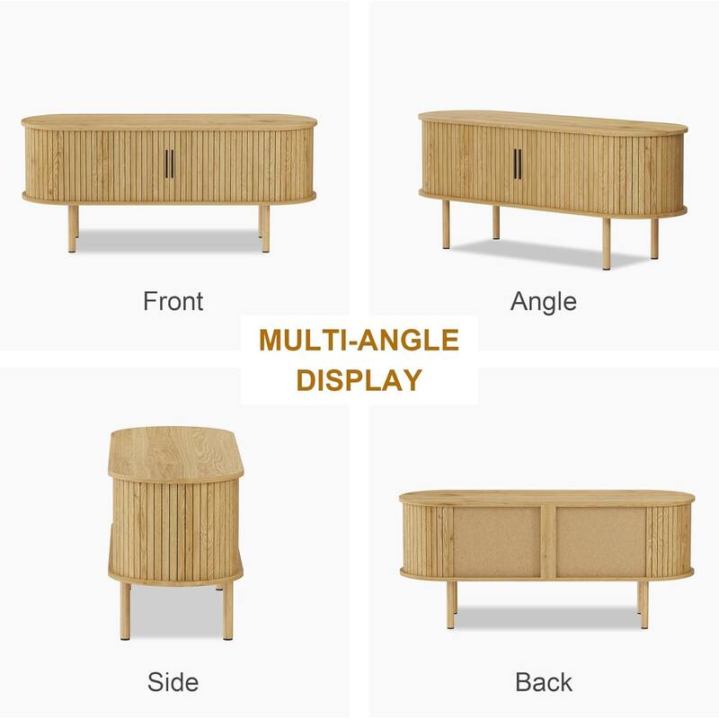 47.2'' TV Stand with Sliding Door, Modern Entertainment Console Table with Storage