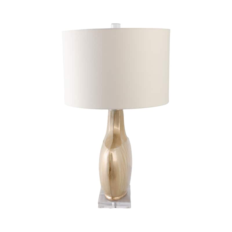 Glass Metal Table Lamp Handfinished with Linen Shade - 32" Gold - 18" x 18" x 32"