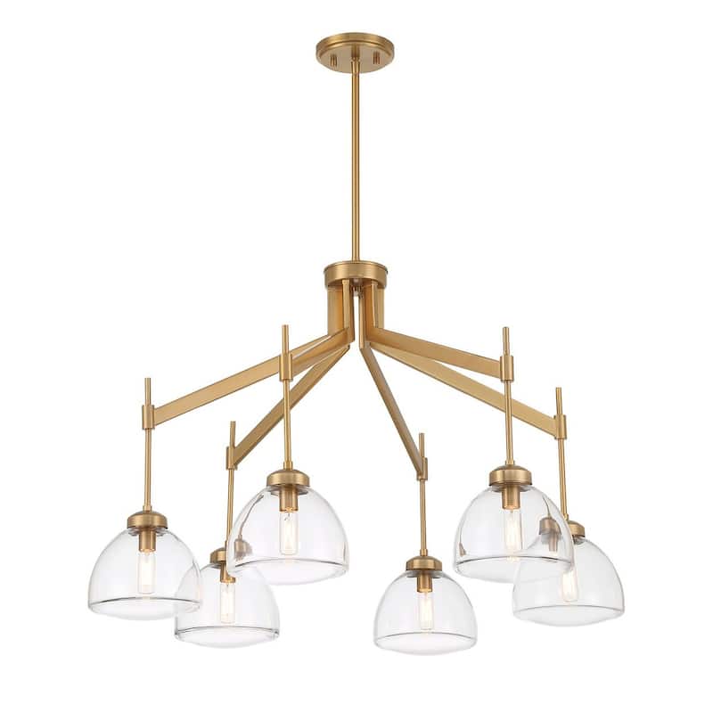 Warm Brass Six Light Chandelier from the Corbin Collection