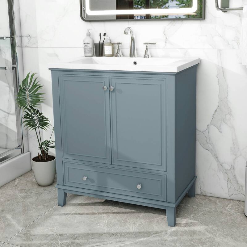 30" Bathroom Vanity with Sink Combo Multi-functional Bathroom Cabinet with Doors and Drawer