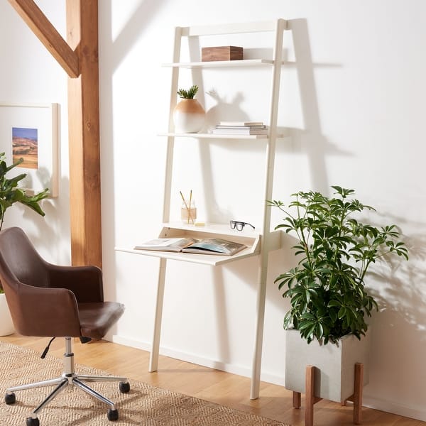 slide 2 of 12, SAFAVIEH Pamella 2-shelf Leaning Desk White
