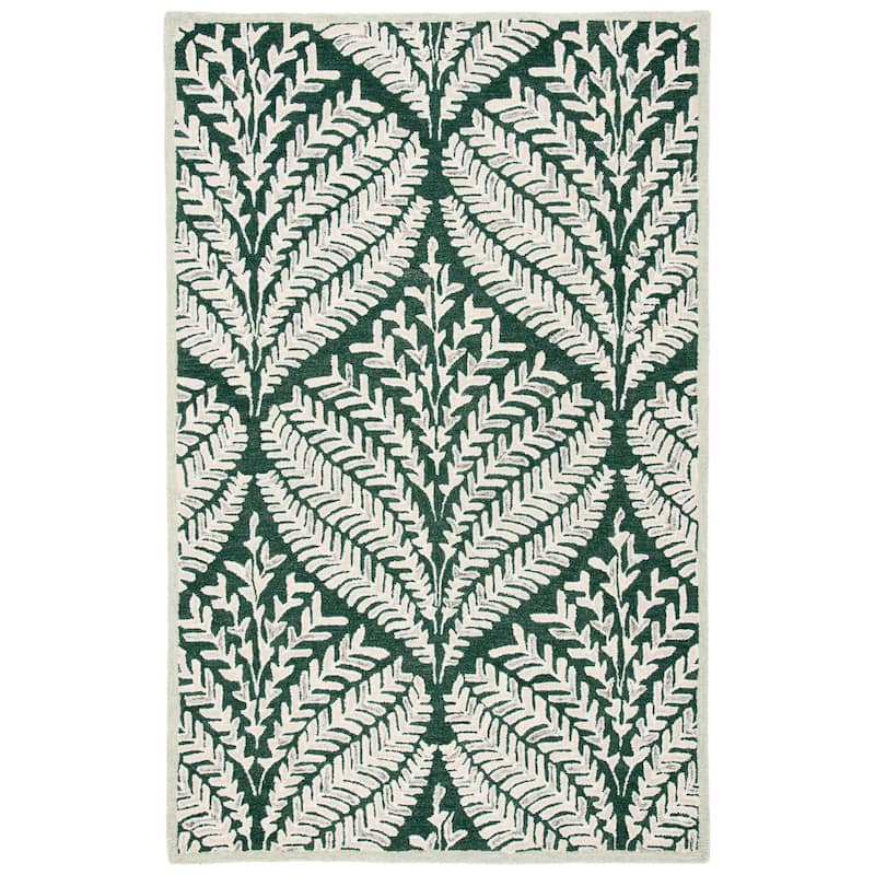 SAFAVIEH Handmade Capri Ilianka Wool Rug - 5' x 8' - Dark Green/Ivory - Rectangle