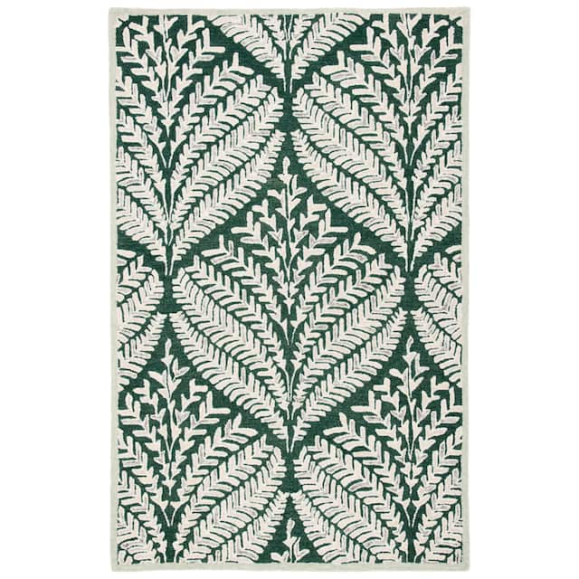 SAFAVIEH Handmade Capri Ilianka Wool Rug - 6' x 9' - Dark Green/Ivory