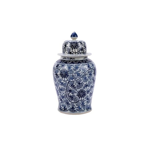 slide 1 of 1, Peacock Lotus Temple Decorative Jar