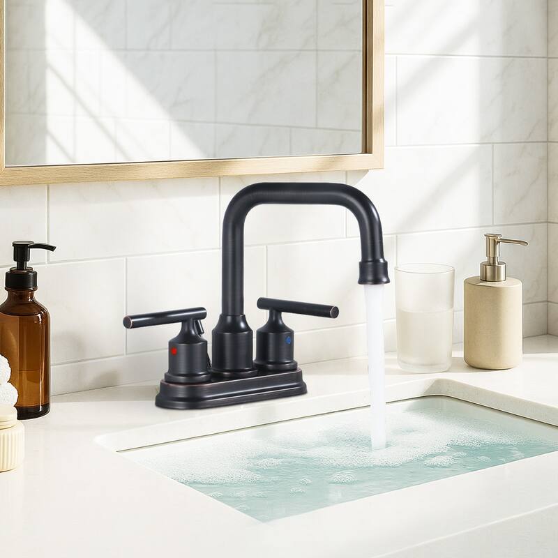 WOWOW 4 in. Centerset Double Handle Bathroom Faucet
