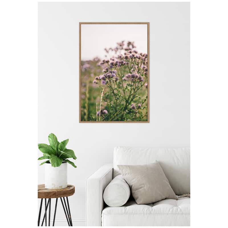 Kate and Laurel Sylvie Soft Purple Flower Blooms Framed Canvas by Patricia Hasz of Patricia Rae Photography