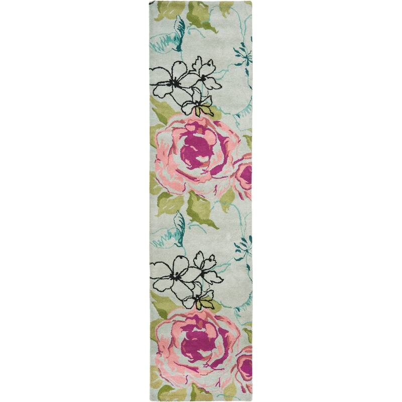 SAFAVIEH Handmade Wyndham Ambrosia Modern Wool Rug - 2'3" x 7' Runner - Blue/Multi