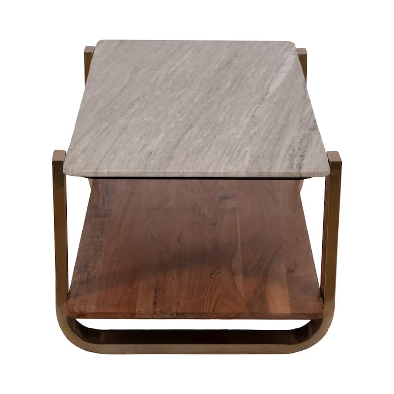Sagebrook Home Modern Glam 17" Marble Top Rectangle Coffee Table - 48"x23"x17"