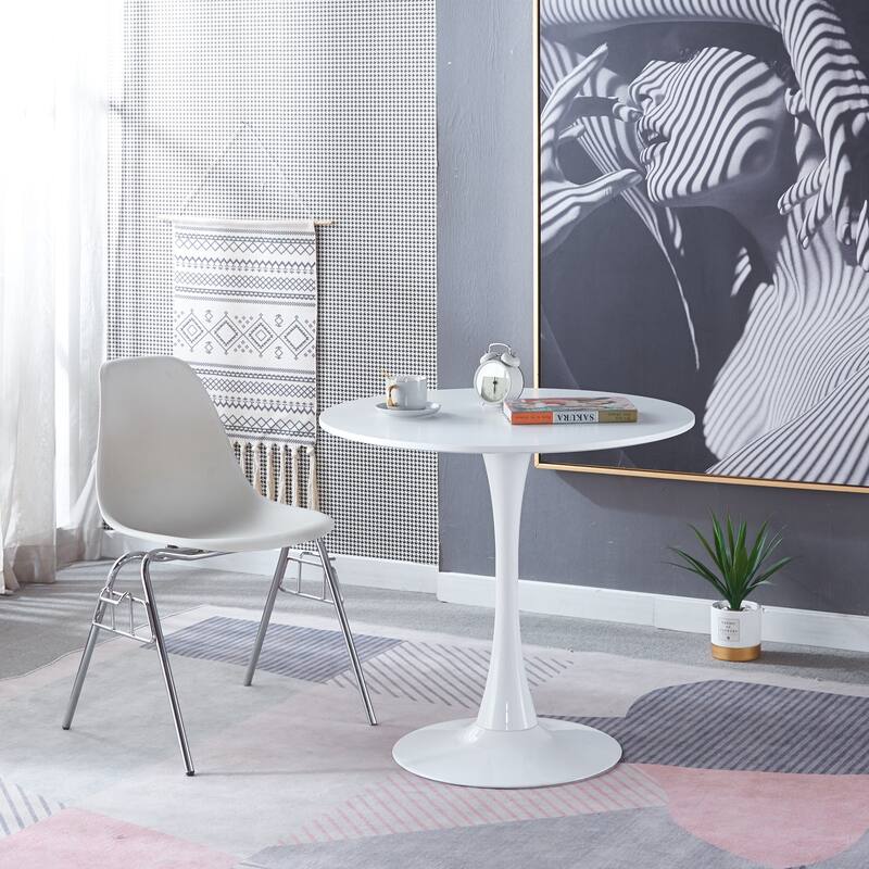 31.5"Tulip Table Mid-century Dining Table for 2-4 people With Round Mdf Table Top, Pedestal Dining Table, Leisure Coffee Table - White