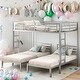 preview thumbnail 2 of 22, Full over Twin&Twin Size Metal Bunk Bed with Built-in Shelf,Space-Efficient,Silver