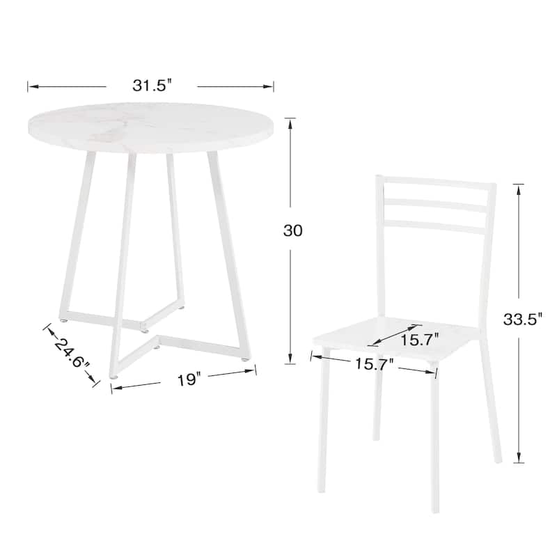 Javlergo Modern 3-Piece Dining Table Set with Round Table and 2 Chairs