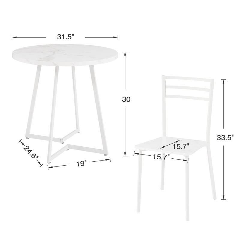 VECELO Round Dining Table, Metal Frame Dining Chairs, Modern Dining Table and Chairs Set for 2-4 People, 3 Options