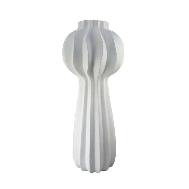 Samo Decorative Vase, Textured Body Bulb Accent, 33 Inch White Resin