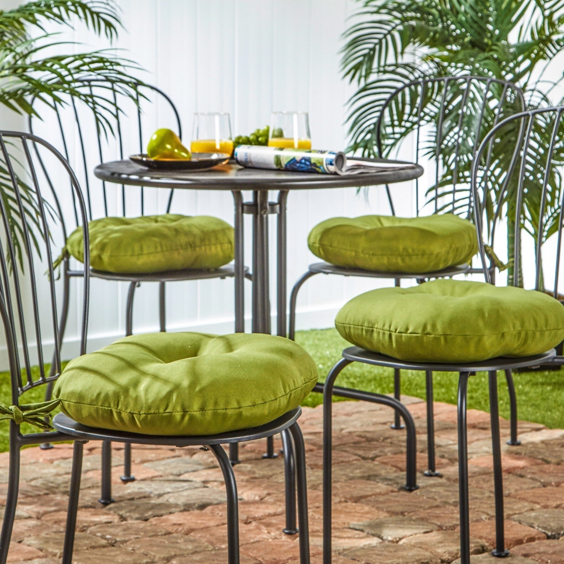 Hunter Green 15 inch Round Outdoor Bistro Chair Cushion Set of 4