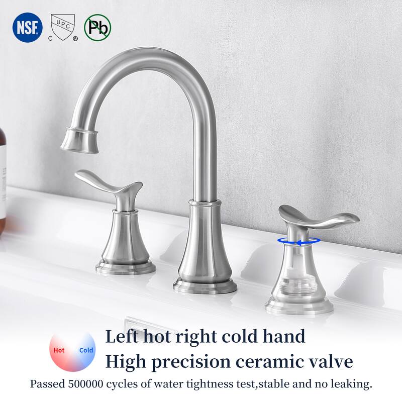 2 Handle 360 Degree Swivel Bathroom Sink Faucet with Pop Up Drain Assembly and Water Supply Hose, Aerator, Anti Fingerprint