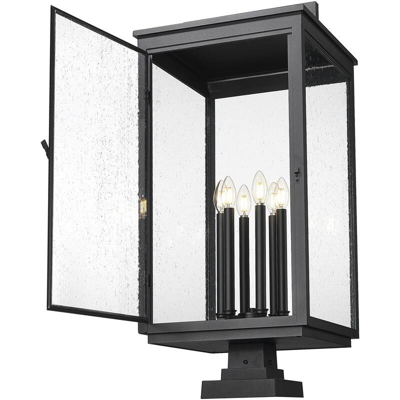 Z-Lite 5019PHXXLS-SQPM Hartwell 6 Light 34" Tall Post Light with Seedy