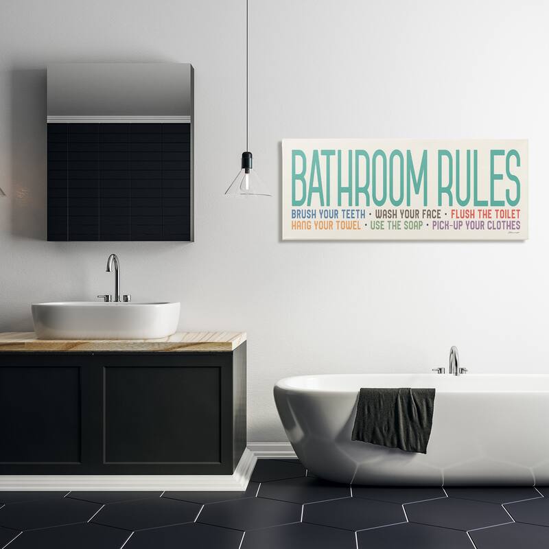 Stupell 'Bathroom Rules' Canvas Wall Art
