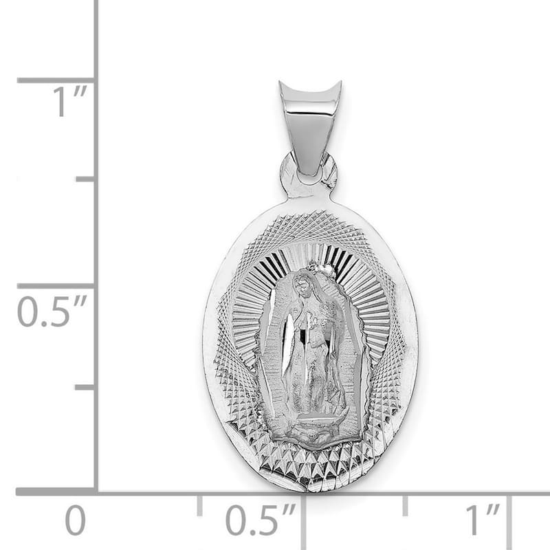 Curata 14k White Gold 18" 20mmx13mm Our Lady of Guadalupe Oval Necklace