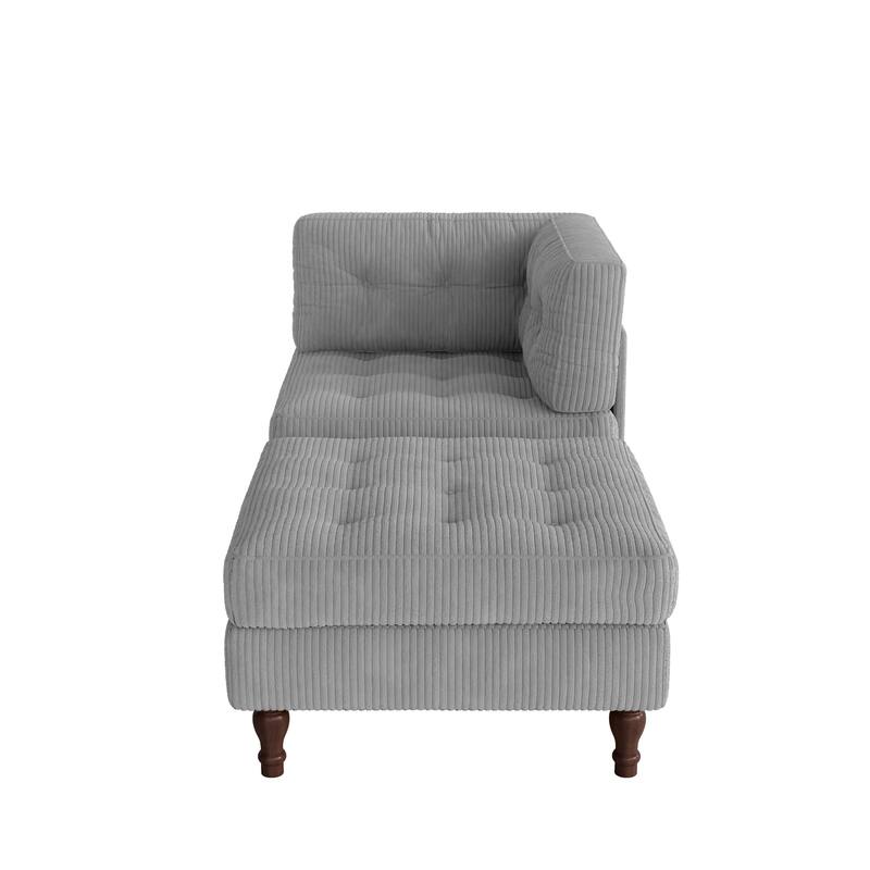 Corduroy L-shape Modular Corner Sectional Sofa with Reversible Storage Ottoman