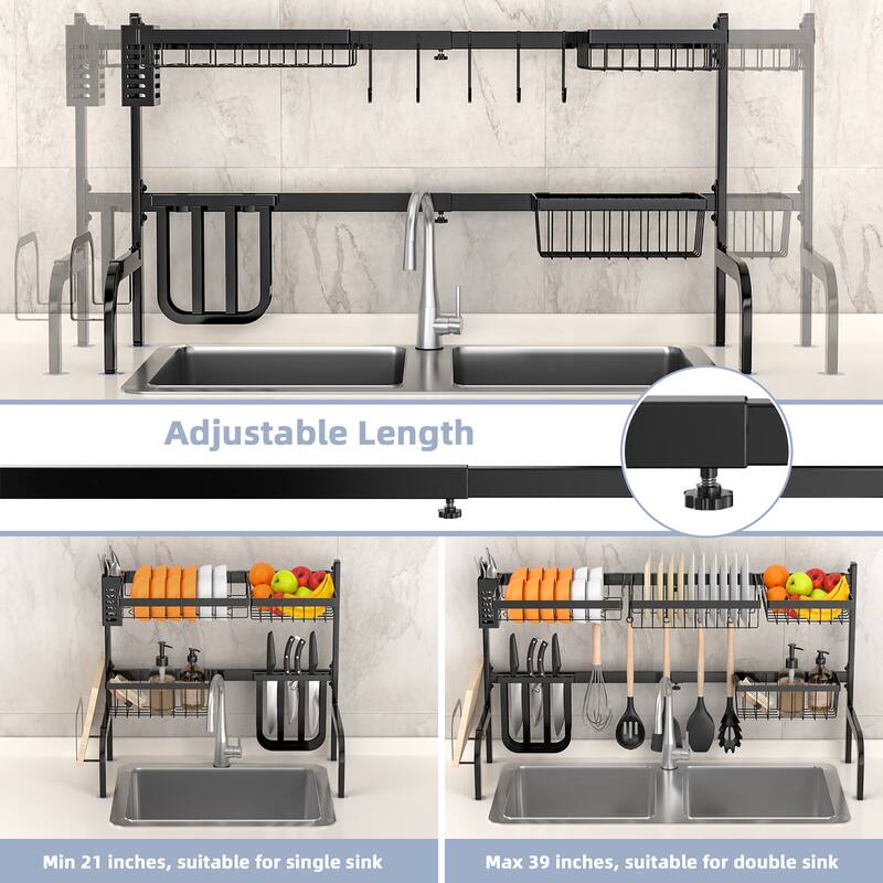 Costway Over Sink Dish Drying Rack 2 Tier Adjustable (21''-39'') - See Details