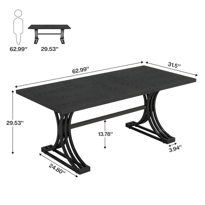 63'' Modern Executive Computer Desk with Trestles Legs, Large Writing Table for Home Office
