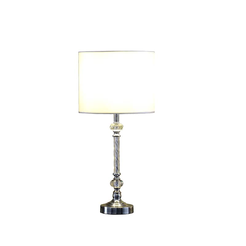 19.25 In. Audrey Twisted Crystal Modern Silver Table Lamp