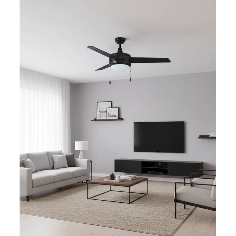 52" Contempo IV 3-Blade Ceiling Fan Matte Black Finish with Integrated LED Light
