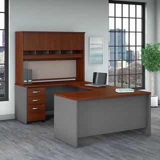 Bush Business Furniture Series C 60W U Desk with Hutch and Drawers by  (Bronze Finish)