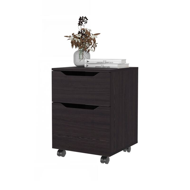 Stylish Wengue Nightstand with Versatile Storage and Mobility Feature